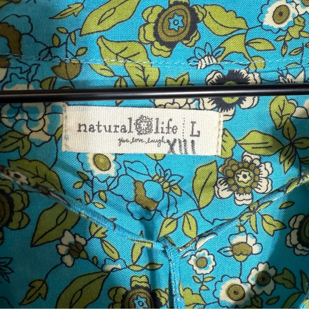 Natural Life Dara V-Neck Mini Dress Large Blue Green Tassels - Picture 6 of 8